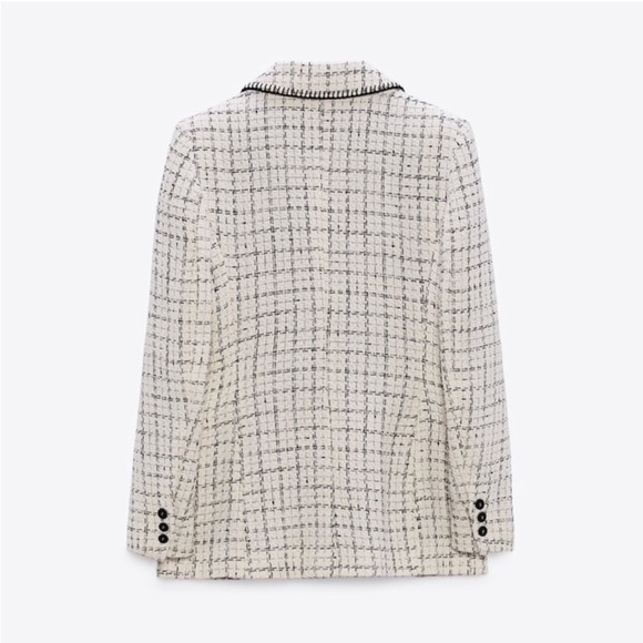 ZARA DOUBLE BREASTED TEXTURED WEAVE JACKET - Picture 12 of 16